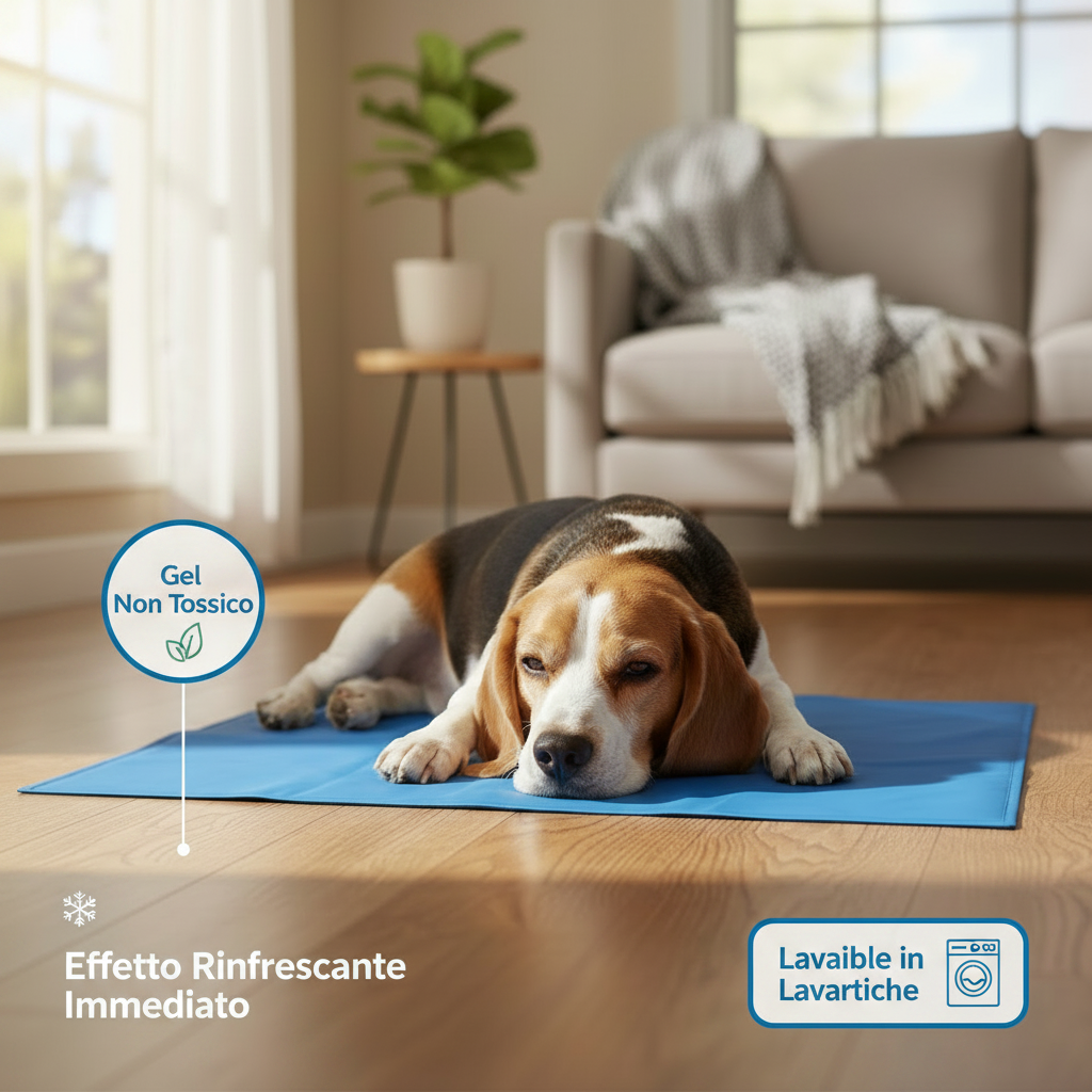Beagle sul tappetino rinfrescante